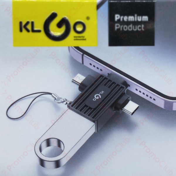 3в1 Преходник KLGO HB-6, USB към Micro, Type-C, Lightning - PREMIUM PRODUCT